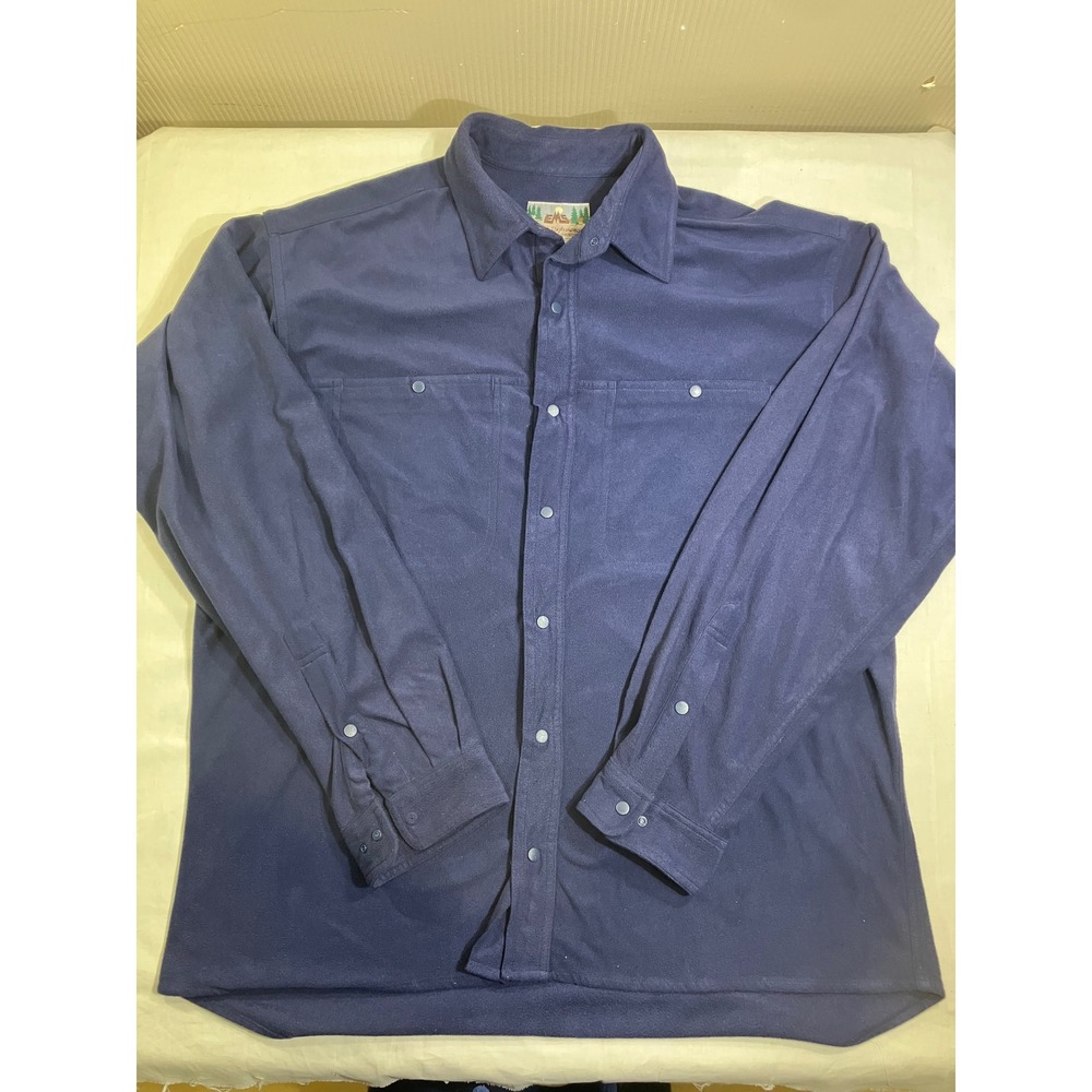 EMS Eastern Mountain Sports Mens‎ Large Navy Blue Fleece Snap Front Shirt Jacket